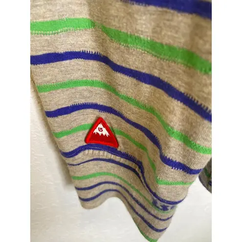 Burton  Striped Blue Green Lightweight Cotton Hoodie EUC Sz Lg Men’s/Unisex Logo