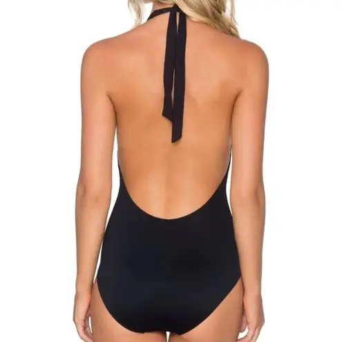 Swim Systems Onyx Black Lace Up Halter Tie Neck One Piece Swimsuit Size XS New