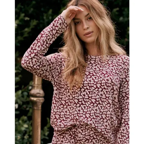 The Great ππ The Long Sleeve Sleep Tee + Tap Short ~ Maroon Shadow Floral 0 NWT