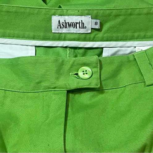 Ashworth Green Women's Flat Front Bermuda Shorts Dewsweeper Size 8