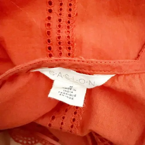 Caslon x NORDSTROM | Orange Eyelet Boho Cotton Lace Peplum Blouse | Medium