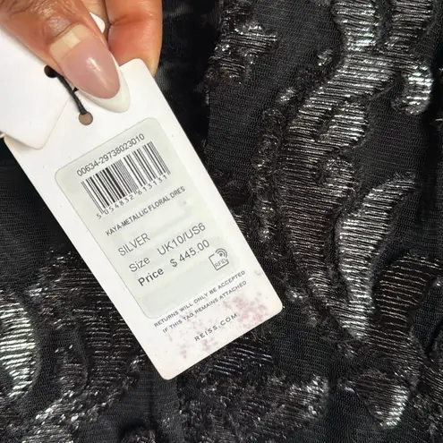 Reiss NEW Kaya Metallic Floral Dress 6