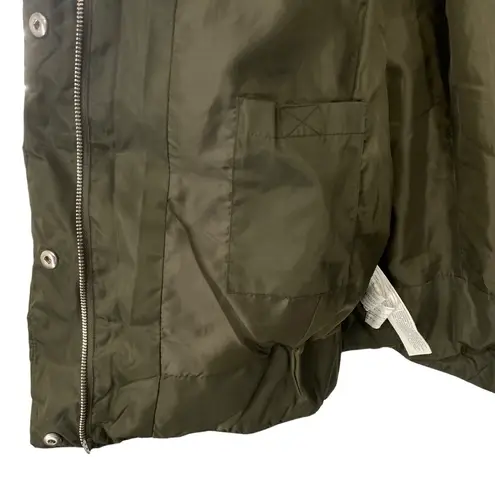 Mango  Olive Green Puffer Coat Quilted Anorak With Hood