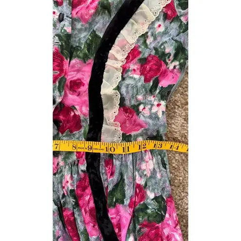 Handmade STUNNING Vintage Victorian Floral Dress Sun Hat Set Handbag Womens Sz S