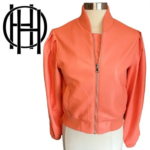 House of Harlow NWT  Vegan Leather Coral Bomber Jacket - SMALL. MSRP $349