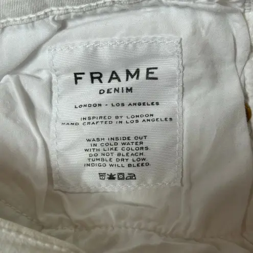 Frame Jeans Womens 30 White High Waist Distressed Ribbed Ankle Skinny Jeans