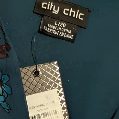 City Chic 🆕 Dress Plus 20 2X Teal Purple Floral Mini Wrap Ruffle Party Sexy NWT