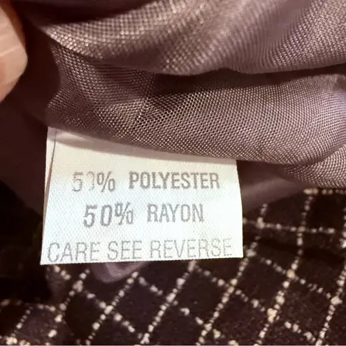 Vintage Y2K Georgiou Studio Skirt Suit Brown Windowpane Blazer Office Size 14,10