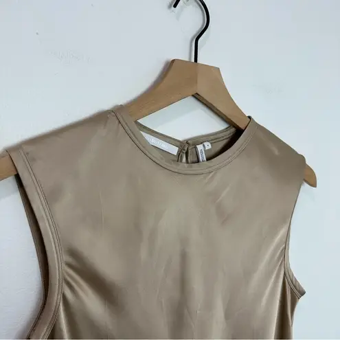 Helmut Lang Hem Drape Tie Tank Top Butter Gold Tan size Small