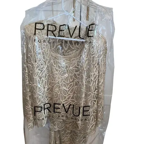 soulmates champagne Hand crafted silk ribbon beaded 3 Piece Evening Gown MOB MOG Tan Size M