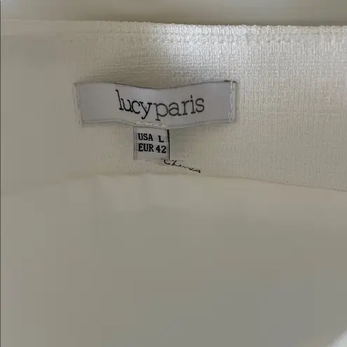 Lucy Paris Women’s White Textured Cropped Tank Top w/ Frayed Hem - Size Large