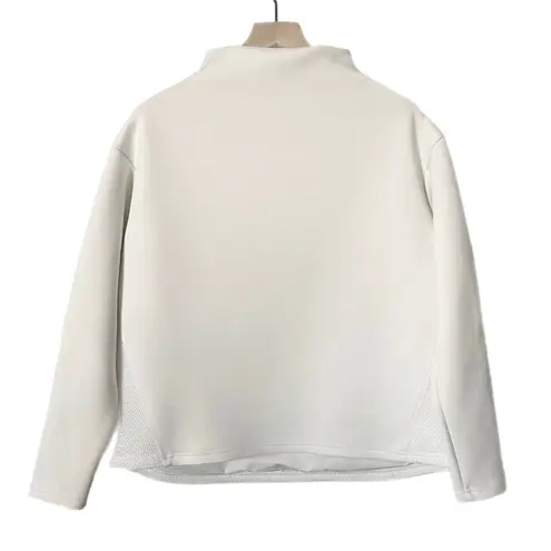ADAY Like a Boss Mock Neck Scuba Mesh Pullover Sweatshirt in White Size Medium