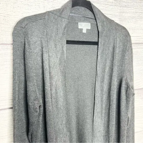 JM Collection Solid Gray Open Front Cardigan Sweater Women’s Size Medium