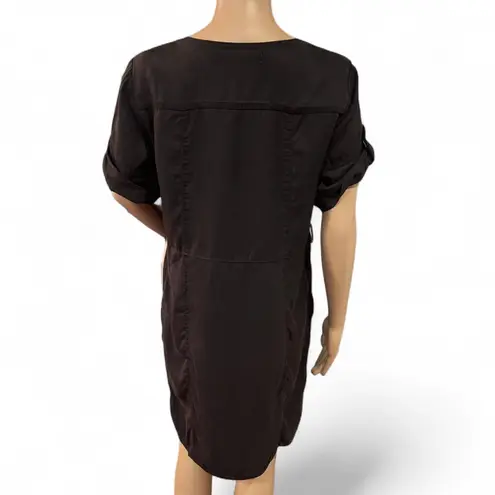 Pilcro and the Letterpress Pilcro Anthropologie Black Mini Dress Small Short Sleeves Button Cuffs Oversized