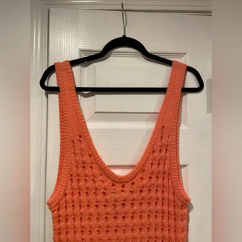 NWT Uncharted Threads Size XL Coral Stretchy Knit Crochet Terry Cover Up Dress Pink