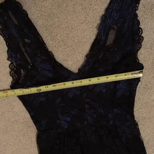Madison Marcus Black With Metallic Blue Lace Overlay Dress Size XS Extra Small