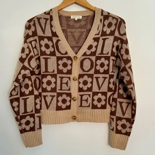 Ultra Flirt  LOVE Button down Cardigan Tan Size Small