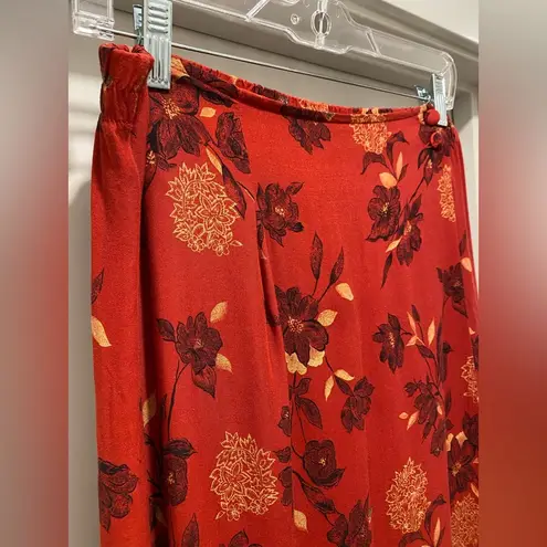 Sag Harbor VTG 90s Fairycore Red Floral Patterned Wrap Maxi Skirt - M
