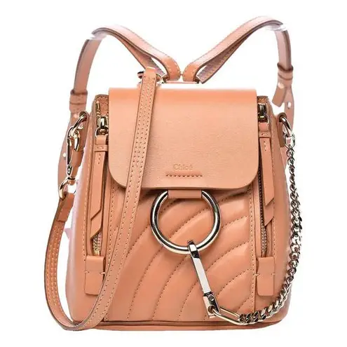 Chloé Chloe Calfskin Leather Quilted Tan Mini Faye Backpack