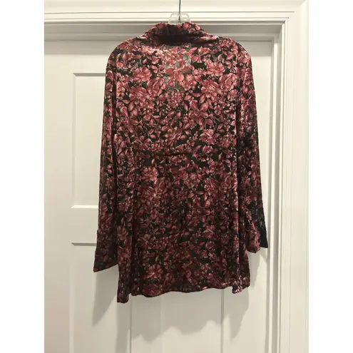 Preston & York Vintage Semi Sheer Black Velvet Long Sleeve Blouse Size Large Witchy Goth Whimsy