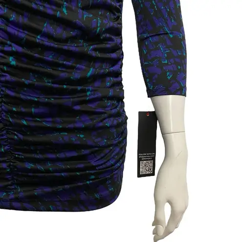 Sofia Vergara Womens Small Purple Black Blue V-Neck Long Sleeve Blouse Chirred