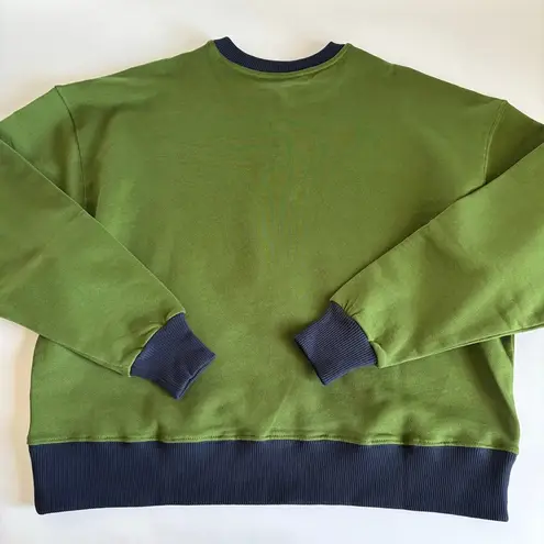 We Wore What Colorblocked Oversized Fit Crewneck Sweatshirt Hunter Green/Navy XXS