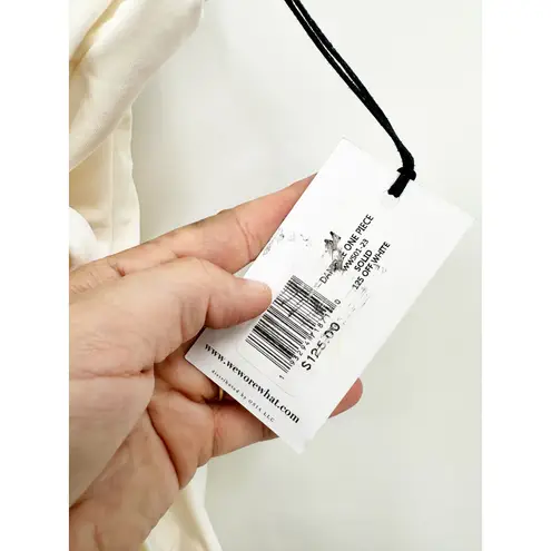 We Wore What Solid Off White Danielle Belted Underwire One Piece Swimsuit M NWT