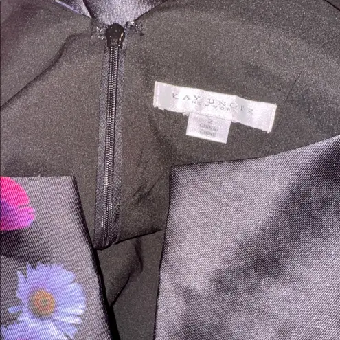 NWOT Kay Unger Helene Column Sleeveless raven boysenberry floral print sz 2 Purple