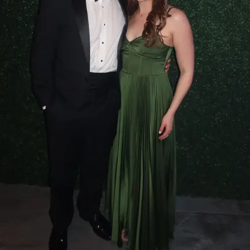 Azazie Forest Green Pleated Maxi Dress