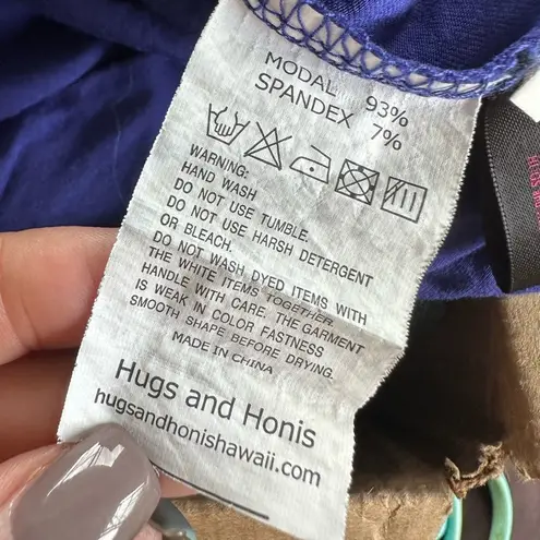 HUGS & HONIS Hawaiian Designer Always Aloha Scoop Neck Dolman Wide Band Waist L Purple Size L