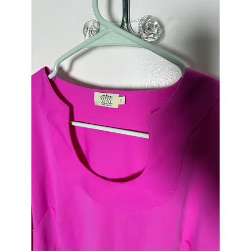 Katherine Way Marco Deep Pink Slinky Stretch 3/4 Ruffle Bell Sleeve Top Size SM Size M
