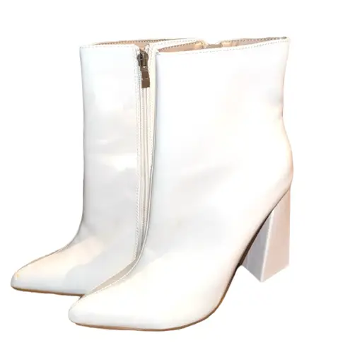 Boohoo White Tall Ankle Boots