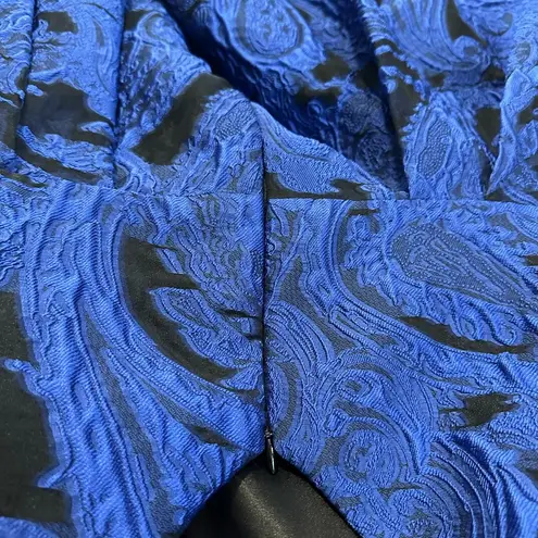 NWOT Frascara blue black evening dress prom gown midi high low mesh floral Size 6