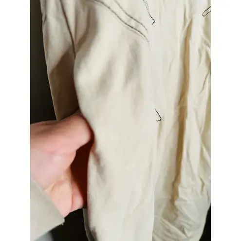 ROSETTA GETTY Beige Twill Cotton Short Sleeve Button Front Dress Size 6