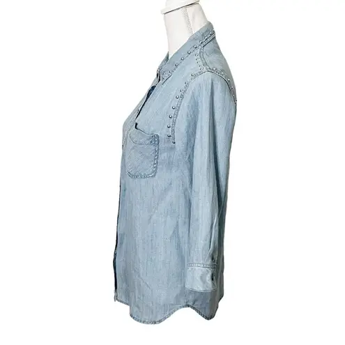 Rails Womens Ingrid Studded Button Down Chambray Shirt Size Small Long Sleeve