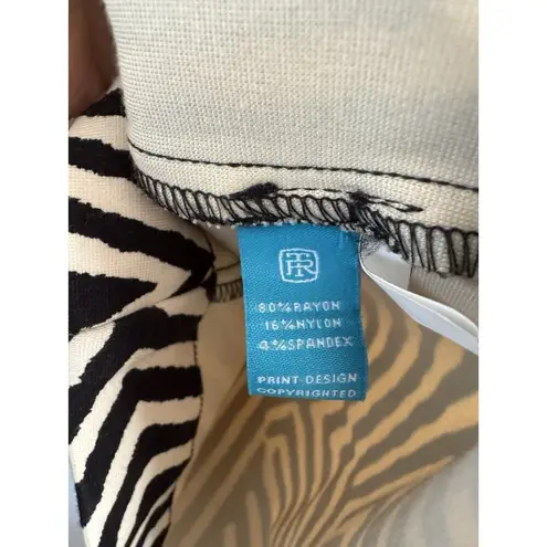 Tori Richard Honolulu Dress Tan Black Pullover Ponte Knit Dress Women’s Size 2 Brown