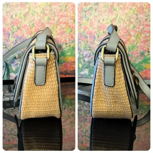 EUC Izzy & Ali Straw/Vegan Leather Crossbody or Shoulder Bag Tan