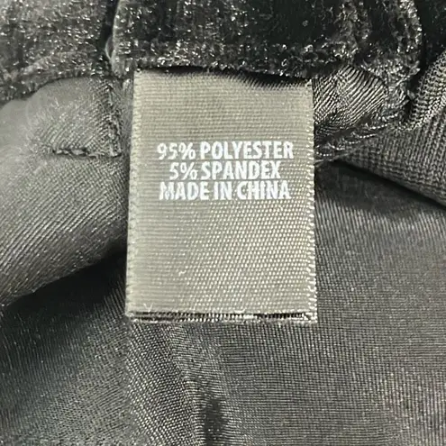 St. John Large Black Silver Metallic Velvet Pull On Pants Pockets Stretch Dressy