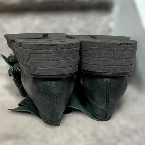 A.S.98 Laken Leather Buckle Booties Green Lug Sole Chunky Platform Artisan Boots Size 6