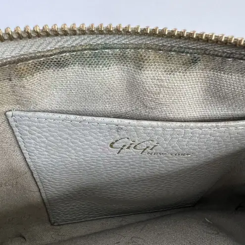 GiGi New York Chelsea Crossbody Gray Leather Slim Clutch Removable Chain Strap
