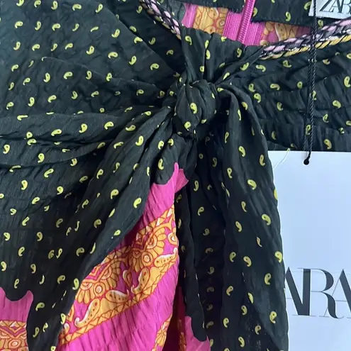 ZARA NWT  Boho Front Tie Mini Skirt Back Zip Festival Medium - Image 5