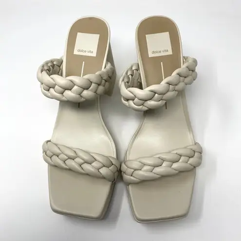 Dolce Vita Ivory Ashby Platform Braided Faux Leather Sandal Block Heels 9.5 White