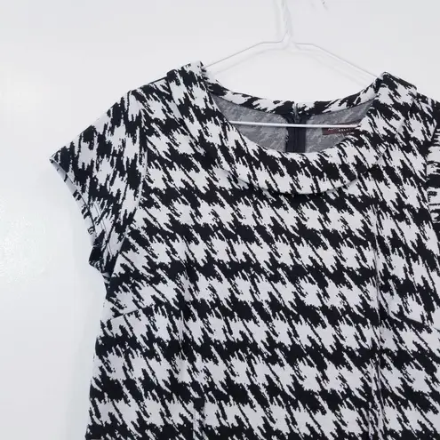 Adrienne Vittadini Hounds tooth Sheath Dress Black White Combo