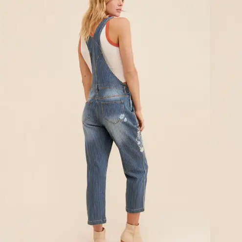 Driftwood Brady Denim Overalls floral embroidered