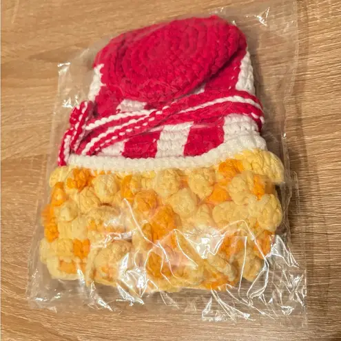 Handmade Crochet Popcorn Bag Knit Shoulder Purse Red White Yellow Unique Gift