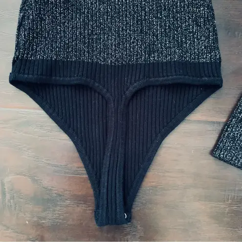 Abercrombie & Fitch  Metallic Black Sweetheart Neck Stretchy Sweater Bodysuit XS