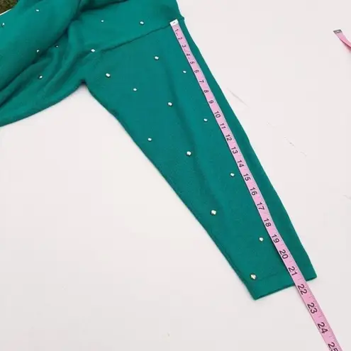 Vintage Casual Corner Studded Sweater Green Gold Tunic Removable Shoulder Pads L Size L