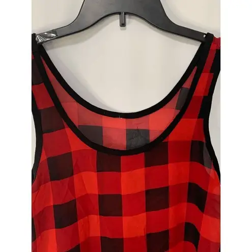 Buffalo Plaid Red Black Sheer Tank Top Red