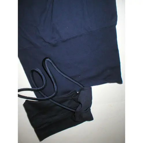 NWT New Womens Designer Acne Blouse Top XS Jersey Navy Blue Belt LS Dark Cotton