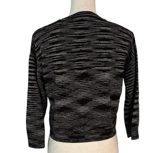 M Missoni Size M Wool Blend Crop Crewneck Sweater 3/4 Sleeves Stripes Boxy Black Size M